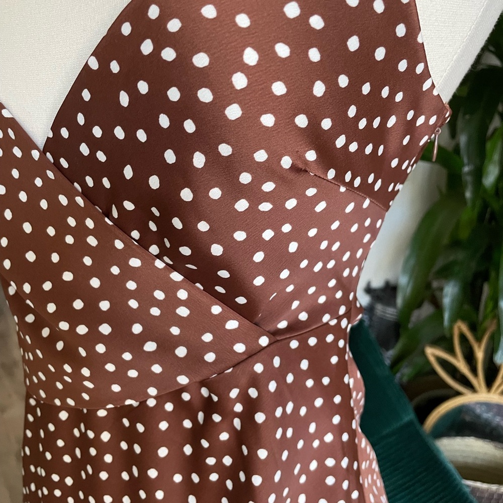 Urban Outfitters brown and white polka dot midi NWT SZ S - Picture 4 of 16
